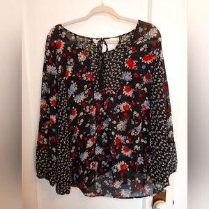 EUC American Rag Flowy Sheer Floral Blouse Plus Size 1X